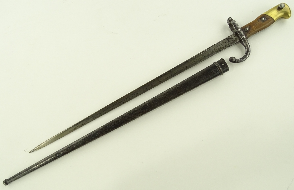 A 19th century French Gras bayonet, T-section blad - Image 2 of 3