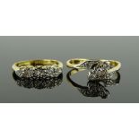 2 18ct gold platinum and diamond set rings, total