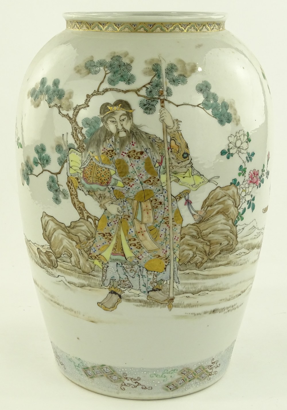 A Chinese porcelain jar, hand painted and gilded e - Image 2 of 3