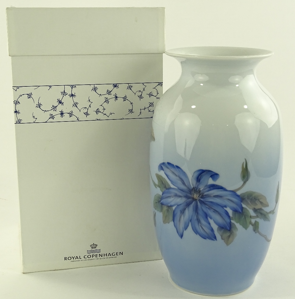 A Royal Copenhagen porcelain vase, blue clematis d - Image 2 of 3