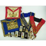 A quantity of Masonic regalia, including silver gi