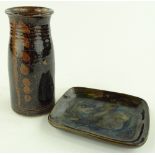 A brown glazed Studio Pottery vase by John Gunn, h