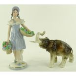 A Royal Dux figure of a flower girl, height 26cm a