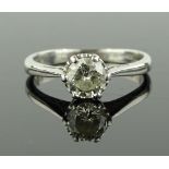 A platinum 0.75ct solitaire diamond ring, setting