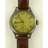 A gent's silver cased Second War period wristwatch