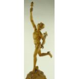 A carved wood figure of Mercury, probably mid 20th