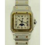 A lady's Santos De Cartier tank wristwatch, 2-tone