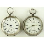 2 Silver cased open faced keywind pocket watches,