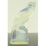 A French Etling Vaseline glass bird, height 13cm.