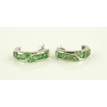 A pair of rare Tsavorite garnet and 9ct white gold