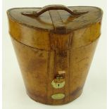 A 19th century brown leather 2-section Top hat cas