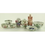 A group of Chinese porcelain items, including a pe