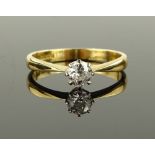 An 18ct gold solitaire diamond ring, old-cut diamo