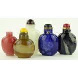 5 Chinese jade and agate snuff bottles.