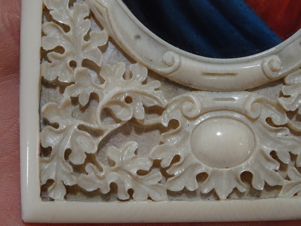 A 19th century relief carved and pierced ivory fra - Image 8 of 10