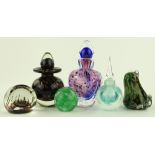 3 Studio glass perfume bottles, largest height 17c