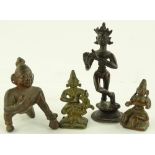 4 Various Indian bronze deities, largest height 10