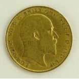 A 1907 gold half sovereign.