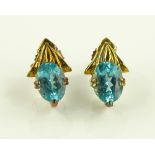 A pair of apatite set stud earrings, 9ct gold sett