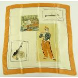 A 1950s French silk scarf with Manet musician desi