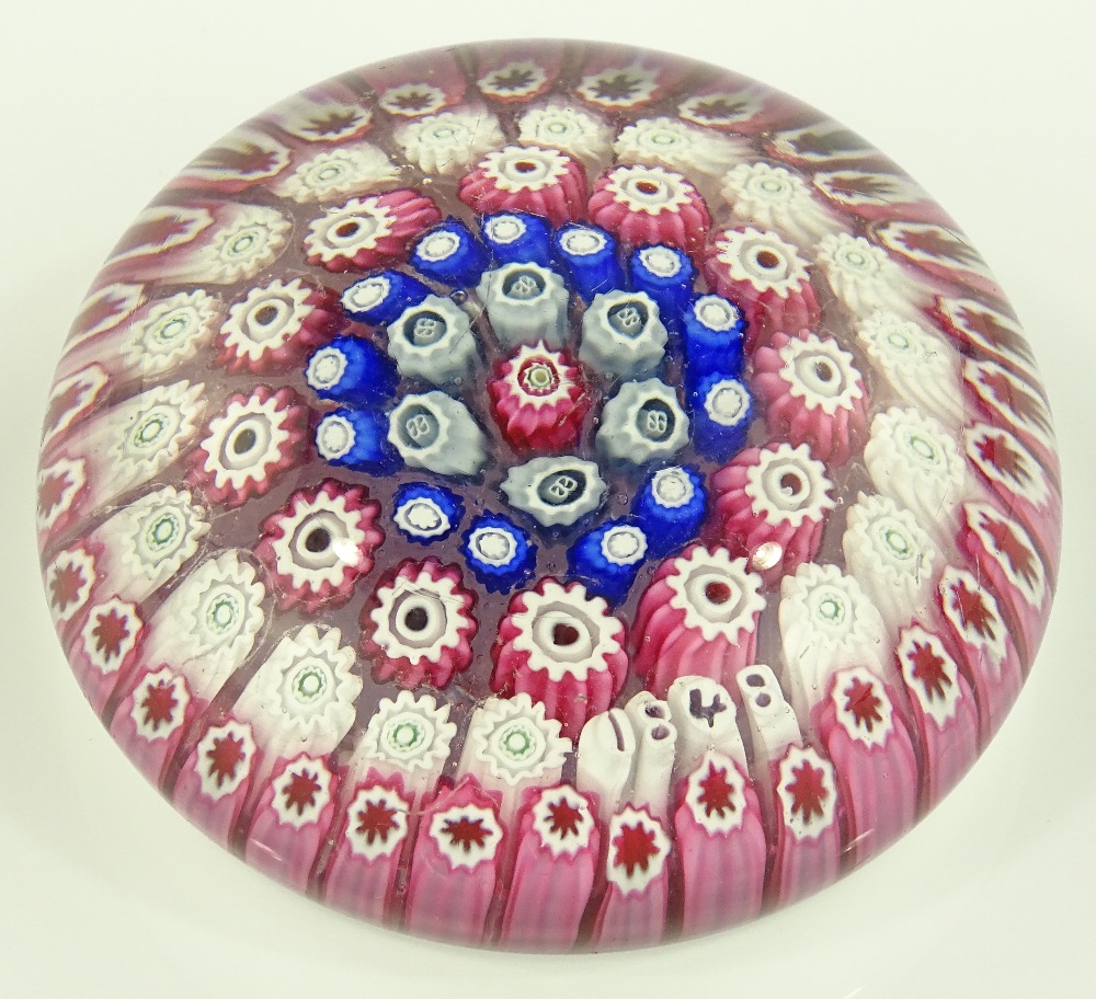 A Whitefriars Millefiore glass paperweight, dated