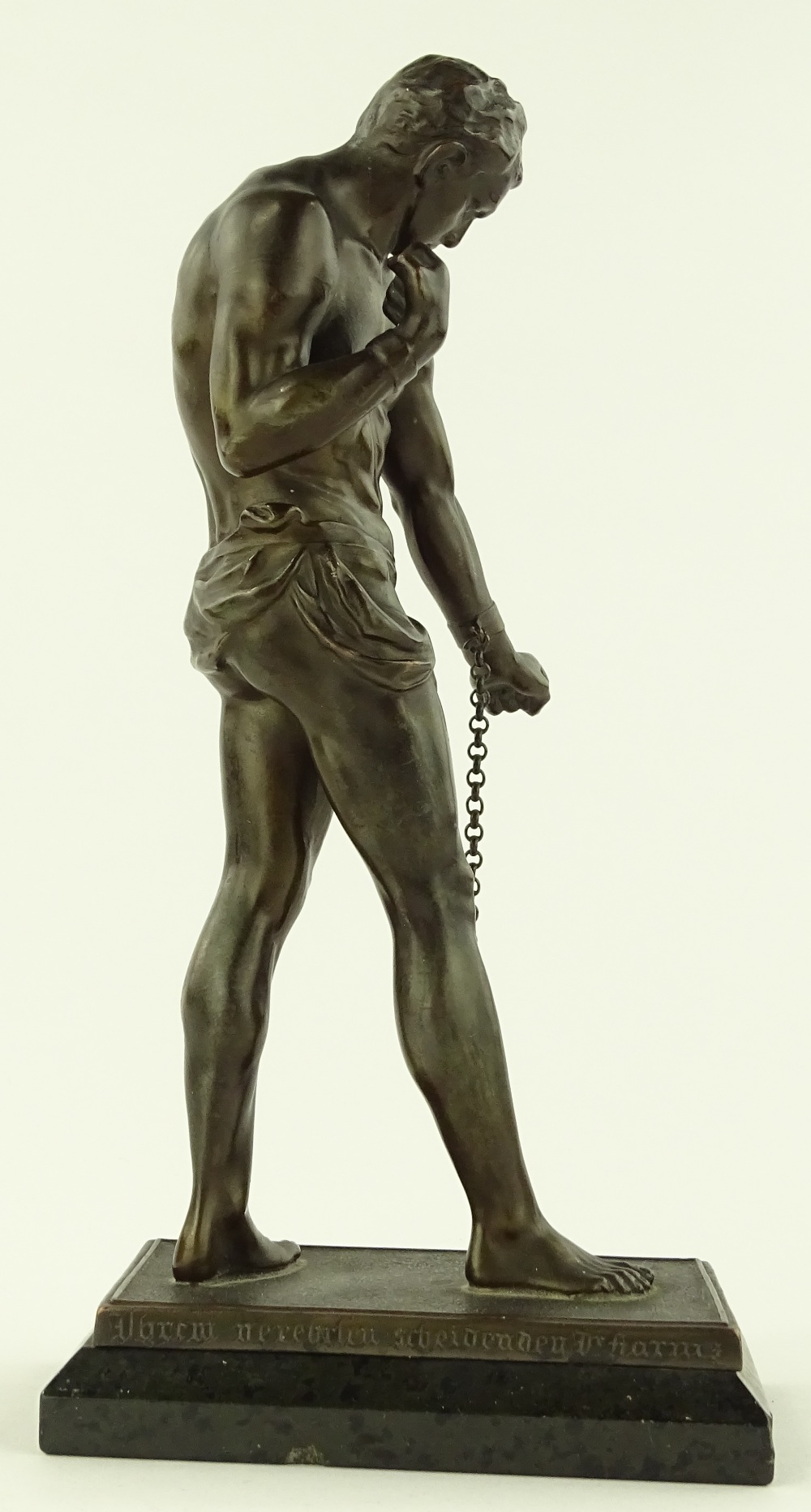 A 19th century patinated bronze sculpture, slave b - Image 2 of 3