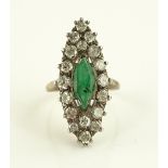 An impressive marquise shape emerald and diamond p