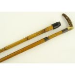 A 19th century horn handled Malacca sword stick, a