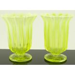 A pair of 19th century Uranium coloured glass vase