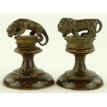 A small pair of 19th century bronze mounted lion a