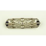 An Art Deco diamond and sapphire panel brooch, Egy