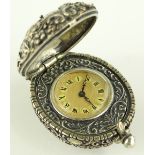 An unusual German silver cased topwind fob watch,