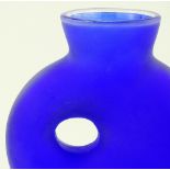 A cobalt blue Studio glass vase by David Wall, hei