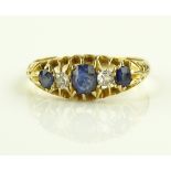 A Victorian 18ct gold 5 stone sapphire and diamond