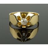 A Victorian 10ct gold solitaire diamond gypsy ring