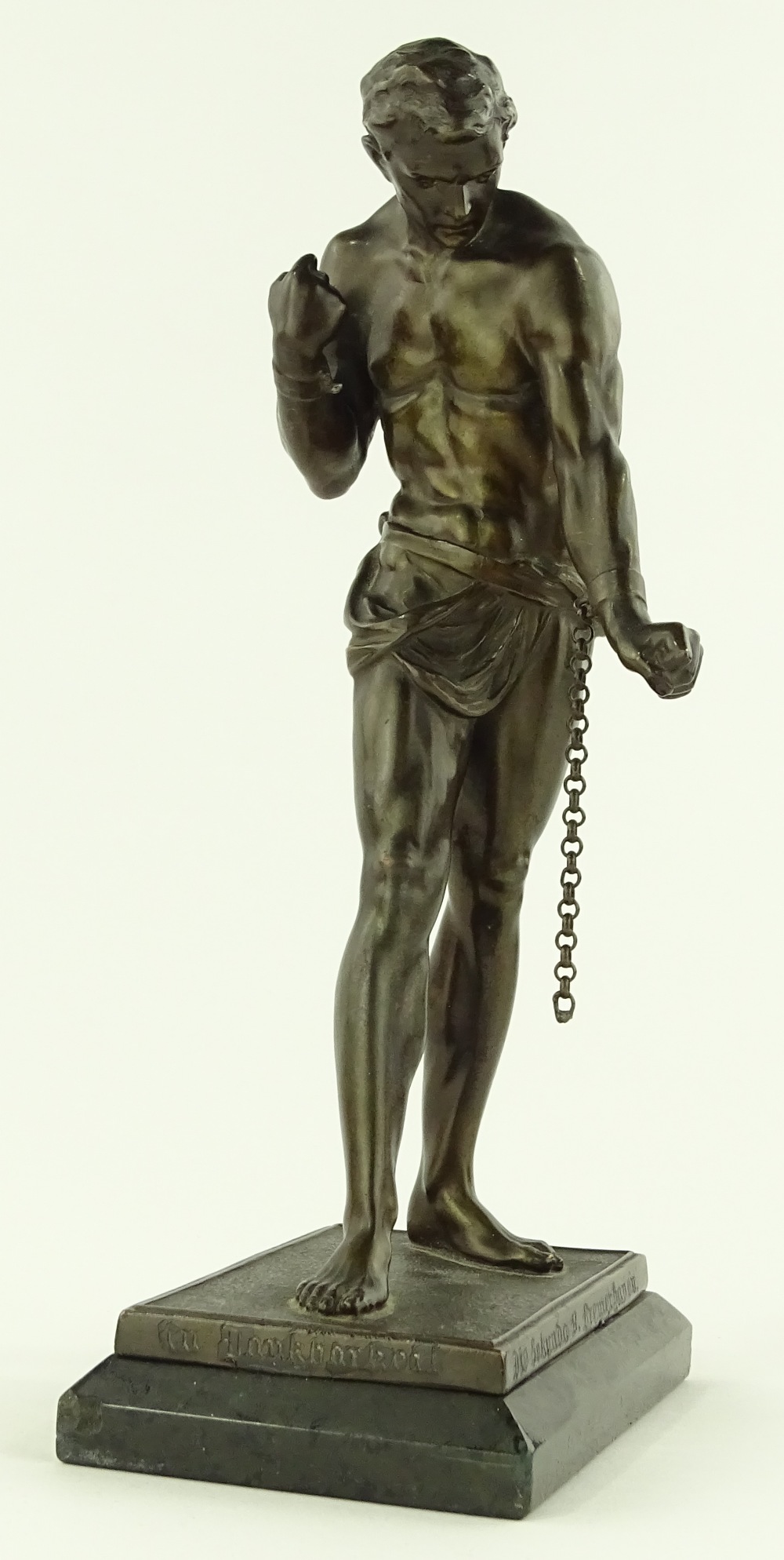 A 19th century patinated bronze sculpture, slave b