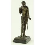 A 19th century patinated bronze sculpture, slave b