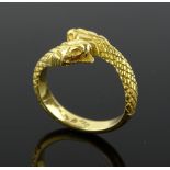 An 18ct gold double snake head ring, by Ilias Lalo