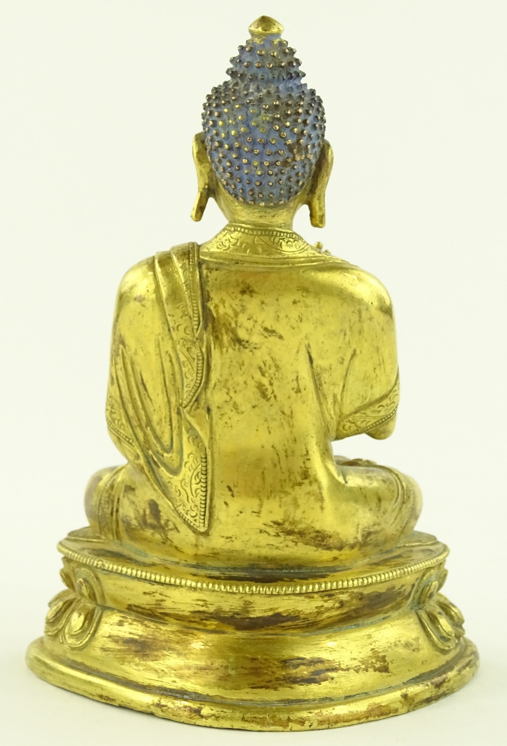 An Oriental gilt bronze seated Buddha, height 15c - Image 3 of 5