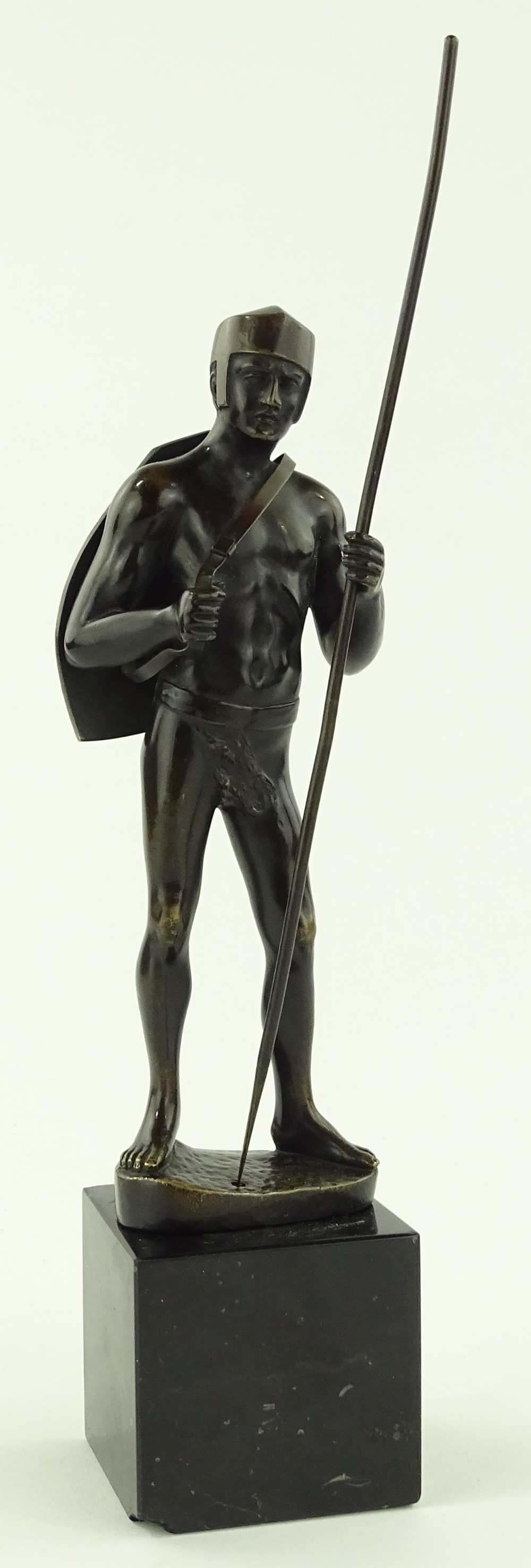 After Moret, a patinated bronze sculpture, Warrior