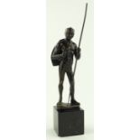 After Moret, a patinated bronze sculpture, Warrior