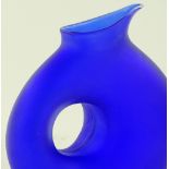 A cobalt blue Studio glass jug by David Wall, heig