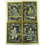 A set of 7 Chinese silk embroideries, early to mid