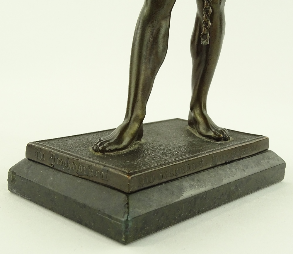 A 19th century patinated bronze sculpture, slave b - Image 3 of 3