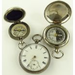 A silver cased open faced keywind pocket watch by