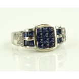 A large modern 18ct white gold sapphire and diamon