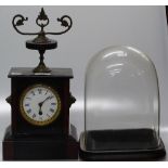 2 colour marble cased mantel clock and an Antique