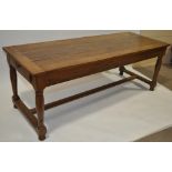 A 19th century French oak farmhouse table, 1" thic