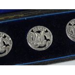 A cased set of 6 silver buttons, by William Hutton