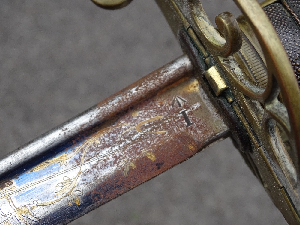 A Victorian Army Officer's sword, engraved blued a - Image 11 of 11